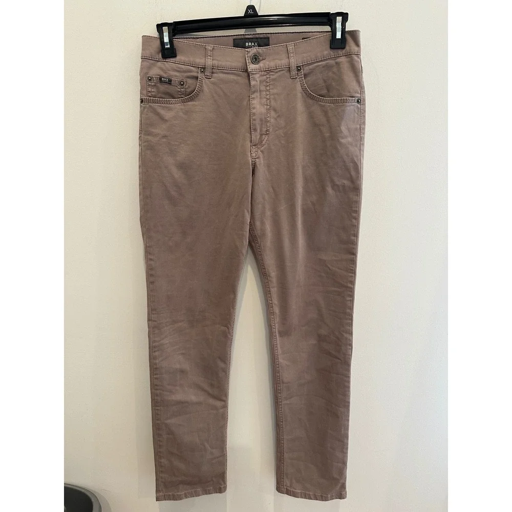 Brax Feel Good Cooper Fancy Mens Regular Fit Pants Tan Brown Size 32/32